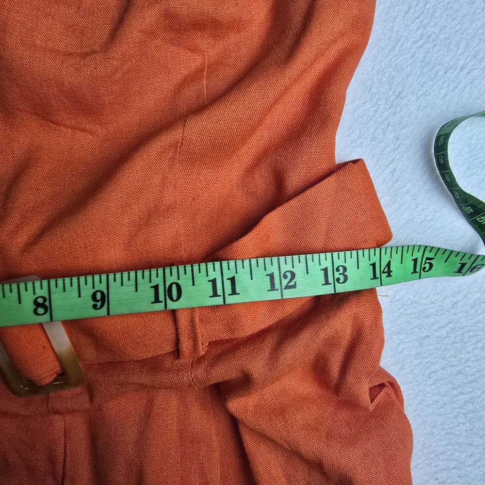 Monteau Los Angeles NWT Orange Strapless Linen Blend Wide Leg Belted Jumpsuit M - Picture 8 of 12